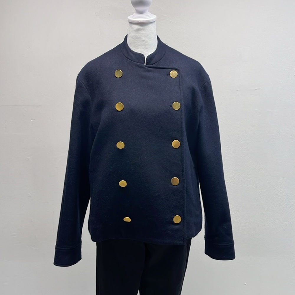 Unknown Cropped Wool Peacoat - Navy Blue, Size 6